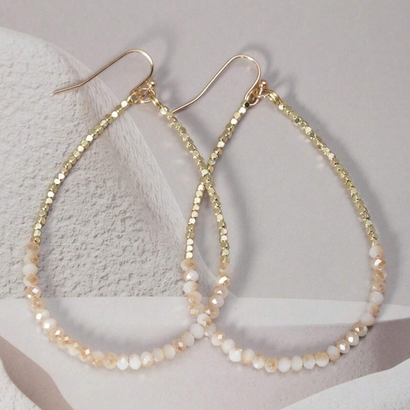 Handmade Beaded Large Teardrop Earrings - Picture 1 of 4
